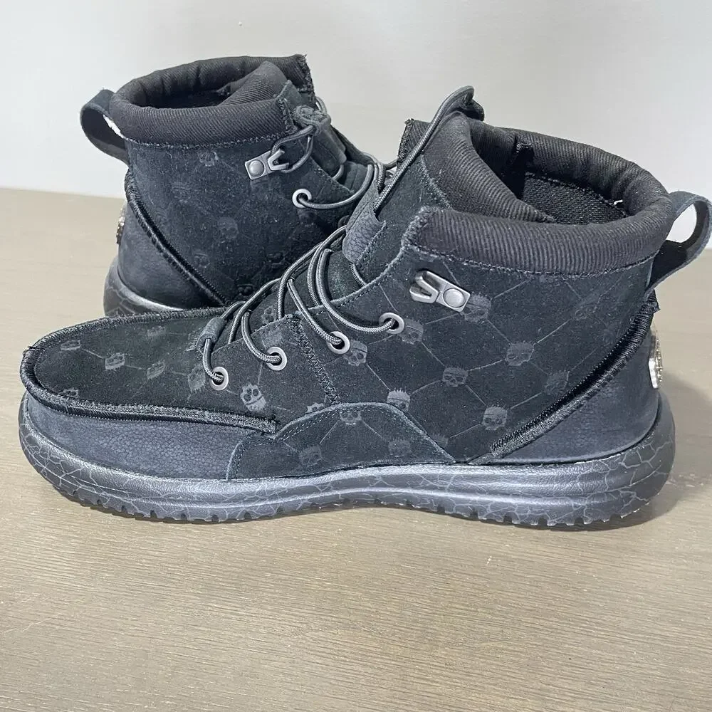 Hey Dude Jelly Roll Mens Size 10 Shoes NEW Bradley Suede Black Skull Boot